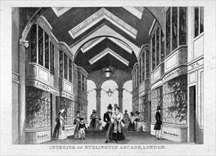 Interior of Burlington Arcade, Westminster, London, c1825. Artist: Anon