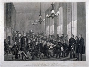 Interior view of the British Coffee House on Cockspur Street, Westminster, London, 1839. Artist: Anon