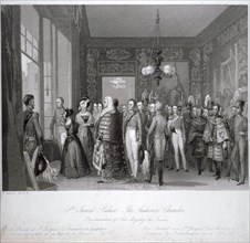 People in the the audience chamber in St James's Palace, Westminster, London, 1837. Artist: Harden Sidney Melville