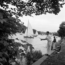 Fishing on the Thames at Petersham, London, 1962-1964