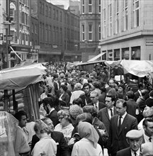 Street market at Leather Lane, Holborn, London, 1960s