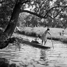 Punting on the River Cam near Grantchester, Cambridgeshire, 1960
