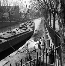 Barges on the Grand Union Canal, London, 1962-1964