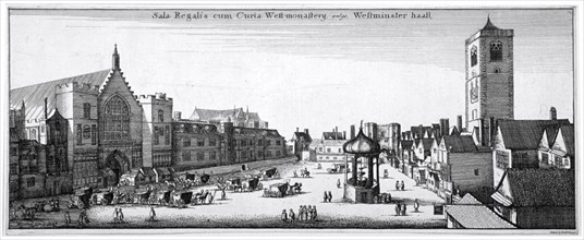 View of New Palace Yard and Westminster Hall, London, 1647. Artist: Anon