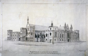 Suggestions for alterations to the buildings adjoining Westminster Hall, London, c1825. Artist: James Duffield Harding