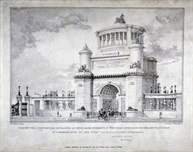 Design for a triumphal arch at Hyde Park in commemoration of the victory at Waterloo in 1815, 1826.
