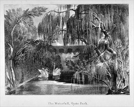View of a waterfall and two swans in Hyde Park, London, c1820. Artist: Anon