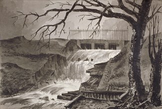 View of the the outlet of the Serpentine, Hyde Park, London, 1818. Artist: John Claude Nattes