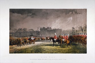 Hyde Park during a military review by Princess Alexandra, London, 1863. Artist: Day & Son