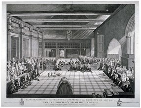 Ceremony in Westminster Hall, London, 1811. Artist: James Stow