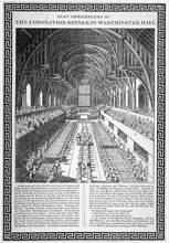 Coronation dinner held for George IV, Westminster Hall, London, 1821. Artist: Anon