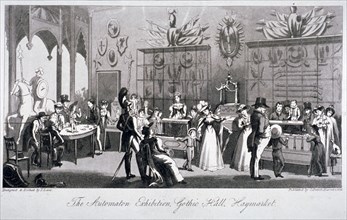 Interior view of the Automaton Exhibition in the Gothic Hall, Haymarket, London, 1826. Artist: Theodore Lane