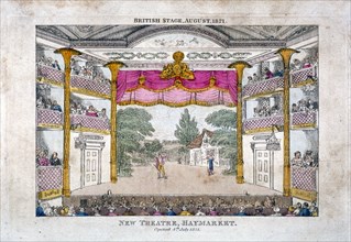 Interior view of the Haymarket Theatre, Westminster, London, 1821. Artist: Anon