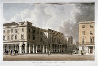 View of the King's Theatre, Haymarket, London, 1822. Artist: Anon