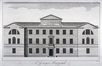Front elevation of St George's Hospital, Hyde Park Corner, Westminster, London, c1740 Artist: William Henry Toms