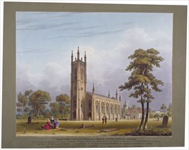 South-west view of St Nicholas Church, Tooting, London, 1832. Artist: C Rosenberg