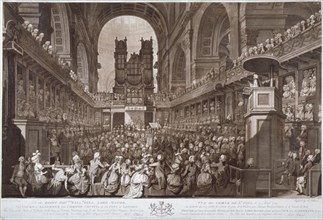 Service of thanksgiving in St Paul's Cathedral, City of London, 1789 (1790). Artist: Robert Pollard