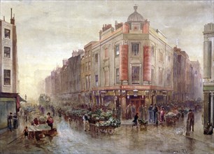 Market on a Sunday morning at Seven Dials, Holborn, London, 1878. Artist: Bernard Evans