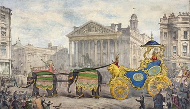 Edwin Hughes passing the Royal Exchange, City of London, 1847. Artist: Anon