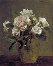 'White Roses in a Glass Vase', 1875. Artist: Henri Fantin-Latour