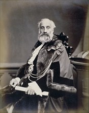 Mr Burt, Sheriff of London, wearing scarlet gown, shrieval badge and chain, c1865. Artist: Maull & Co