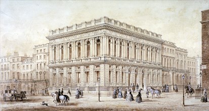 View of the Army and Navy Club on Pall Mall, Westminster, London, c1853. Artist: J Marchant