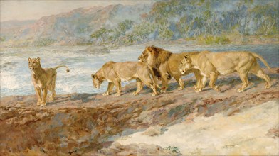 'On the bank of an African river', 1918. Artist: Briton Riviere