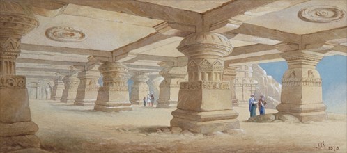 'Rock Cut Temple, Ellora', Maharashtra, India, 1878. Artist: Edward Arthur Heffer