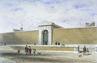 Gateway of Bridewell Prison, Tothill Fields, Westminster, London, c1850. Artist: Thomas Hosmer Shepherd