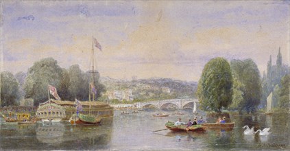 The River Thames with Richmond Bridge and Richmond Hill in the distance, London, 1867. Artist: George Henry Andrews