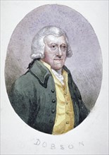 Mr Dobson, a tradesman of Fleet Street, wearing a wig, coat and waistcoat, c1780. Artist: Anon