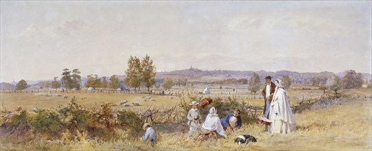 Fields at the back of Holloway Prison, Islington, London, 1859. Artist: John Absolon