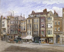 View of commercial premises in the Strand, Westminster, London, 1881. Artist: John Crowther