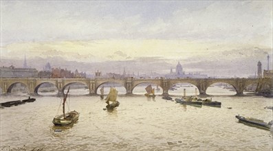 Waterloo Bridge, London, 1888. Artist: John Crowther