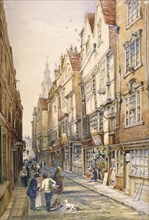 Buildings in Wych Street, including the Rising Sun Tavern, Westminster, London, c1860. Artist: S Read