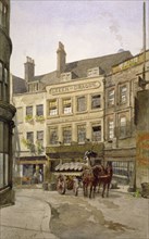 View of no 11 St Andrew's Hill and the Green Dragon Inn with a cart of barrels, London, 1888. Artist: John Crowther