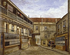 The Queen's Head Inn, Borough High Street, Southwark, London, 1880. Artist: John Crowther
