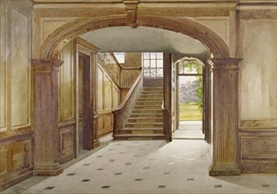 Interior view showing the staircase at Fairfax House, High Street, Putney, London, 1887. Artist: John Crowther