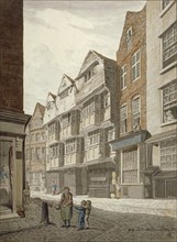 South-west view of an old timber-framed house in Ship Yard, Westminster, London, 1815. Artist: Robert Blemmell Schnebbelie