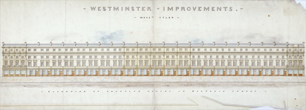 Elevation of proposed houses in Victoria Street, Westminster, London, c1845. Artist: Tyler