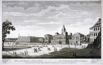 Horse Guards Parade from the south-west, Westminster, London, c1750. Artist: Anon