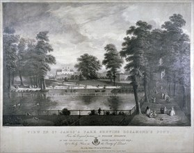 Rosamond's Pond, St James's Park, Westminster, London, 1840. Artist: F Ross