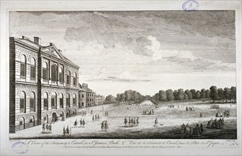 The Treasury and the canal in St James's Park, Westminster, London, 1755. Artist: John Smith