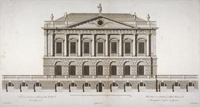 Elevation of Buckingham House, St James's Park, Westminster, London, c1770. Artist: Matthew Darly