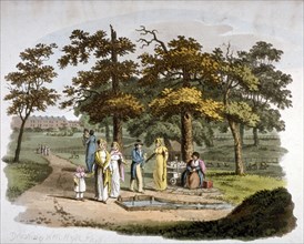 View of a drinking well, Hyde Park, Westminster, London, 1812. Artist: William Pickett