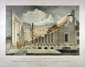 Ruins of the Brunswick Theatre, Wellclose Square, Goodman's Fields, Stepney, London, 1828. Artist: B Dixie