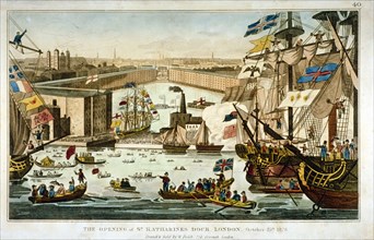 Opening of St Katharine's Dock, London, October 25 1828. Artist: Anon