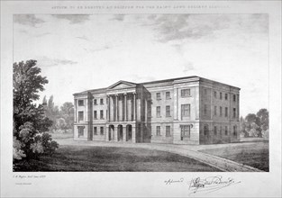 View of the Royal Asylum of St Ann's Society to be erected on Streatham Hill, London, 1829. Artist: Anon