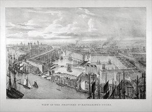 View of the proposed St Katharine's Dock, London, c1825. Artist: Thomas Mann Baynes
