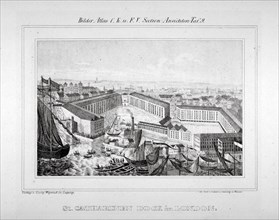 Opening celebrations of St Katharine's Dock, London, 1828. Artist: Goedsche and Steinmetz